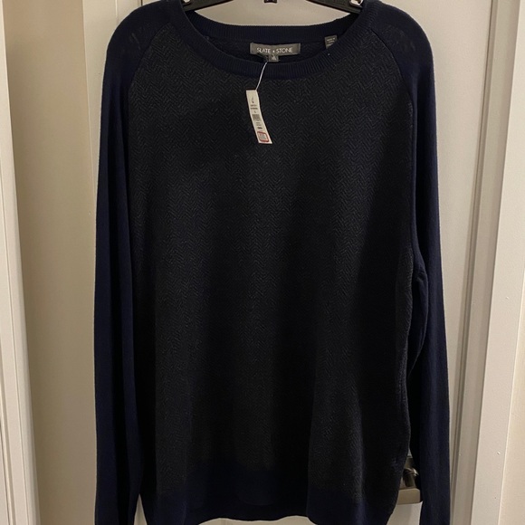 Salt and Stone Mens Crewneck Sweater Brand New Dark Blue and Grey Size XL - Picture 1 of 6